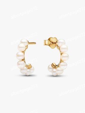 Treated Freshwater Cultured Pearls Open Hoop Earrings